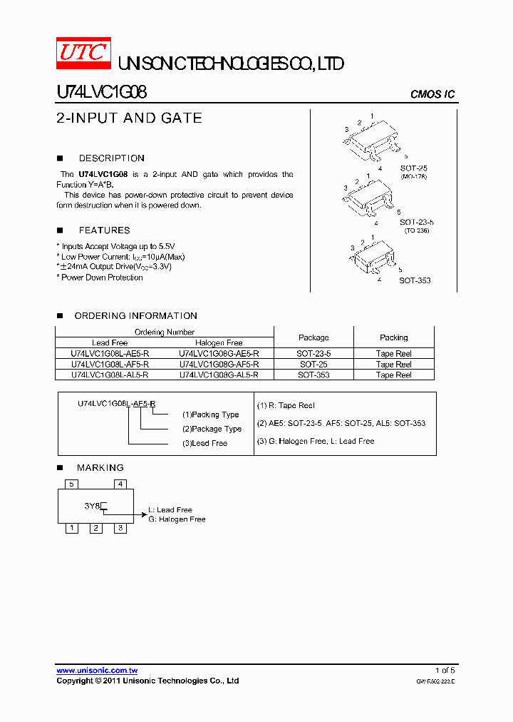 U74LVC1G08L-AL5-R_3706401.PDF Datasheet