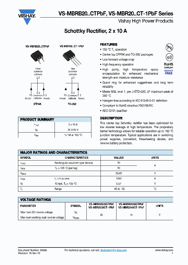 MBRB2035CT-1PBF_3715356.PDF Datasheet