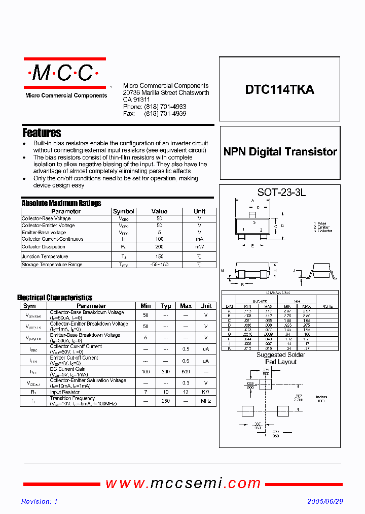 DTC114TKA_3721157.PDF Datasheet