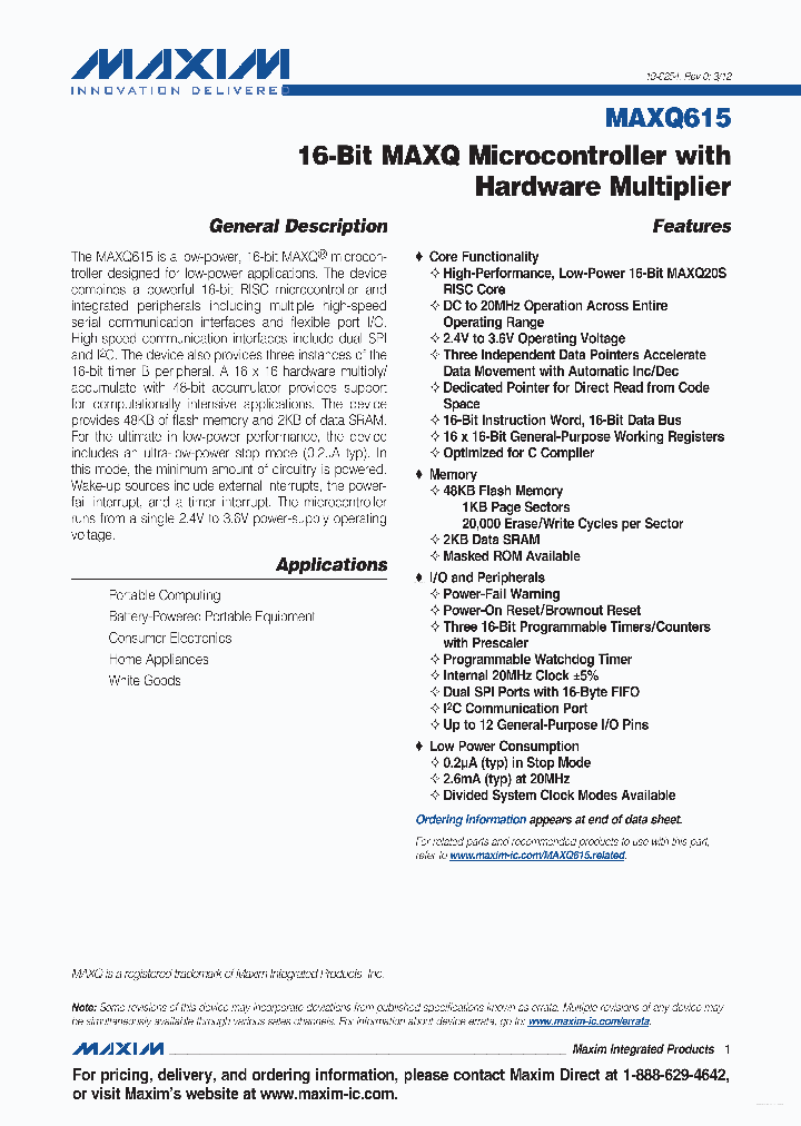 MAXQ615_3726417.PDF Datasheet