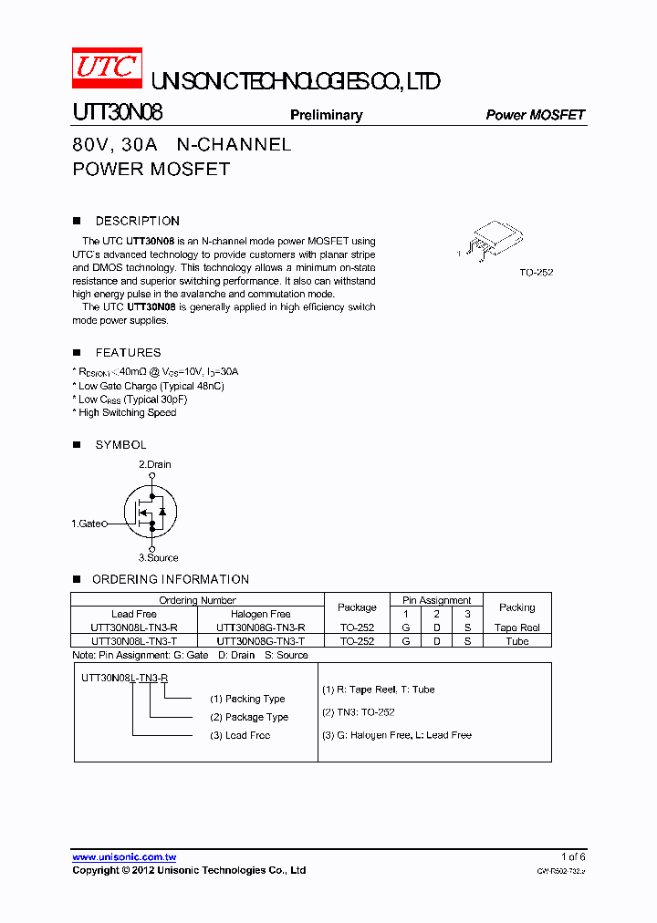 UTT30N08G-TN3-R_3747472.PDF Datasheet