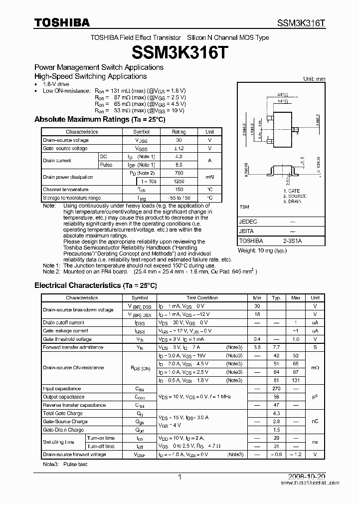 SSM3K316T_3832103.PDF Datasheet