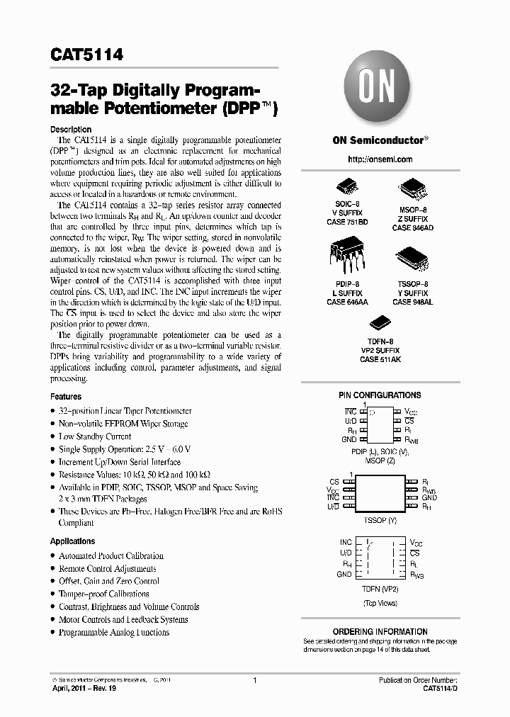 CAT5114YI-10-GT3_3753303.PDF Datasheet