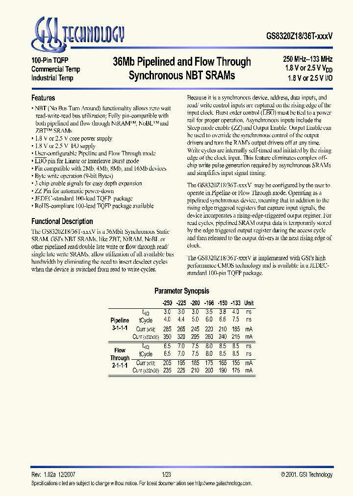 GS8320Z36T-166V_3788035.PDF Datasheet