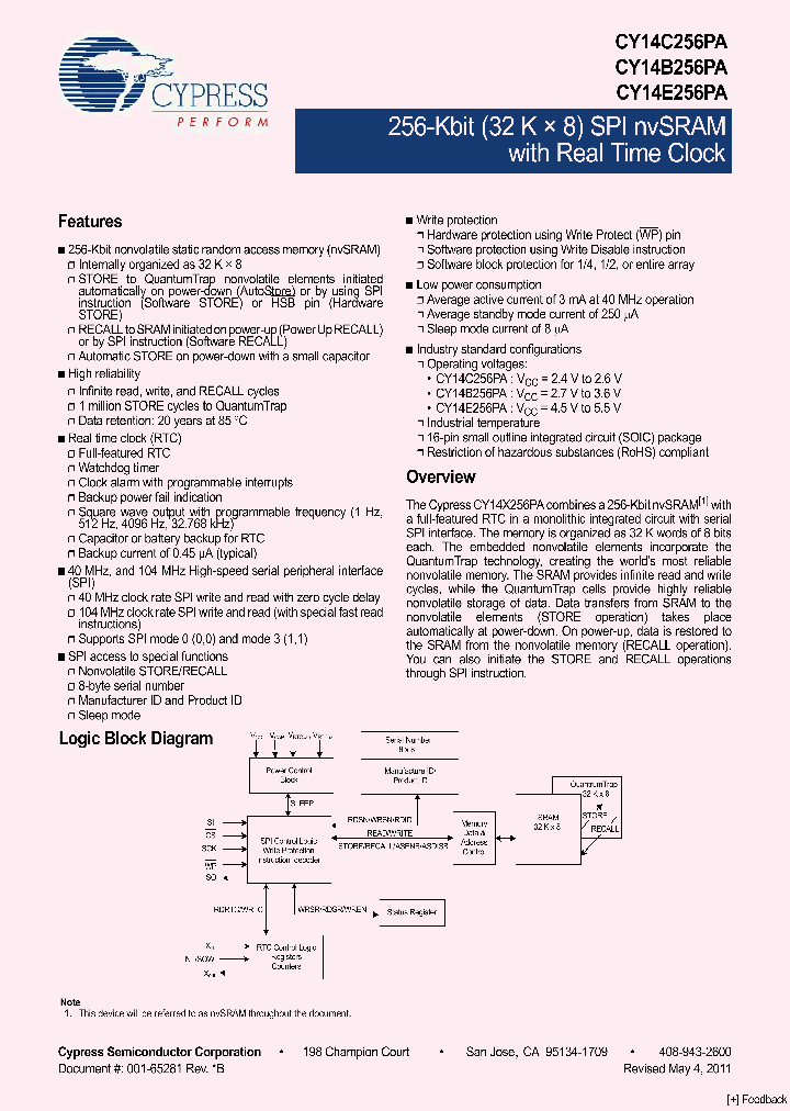 CY14B256PA-SFXIT_3863512.PDF Datasheet