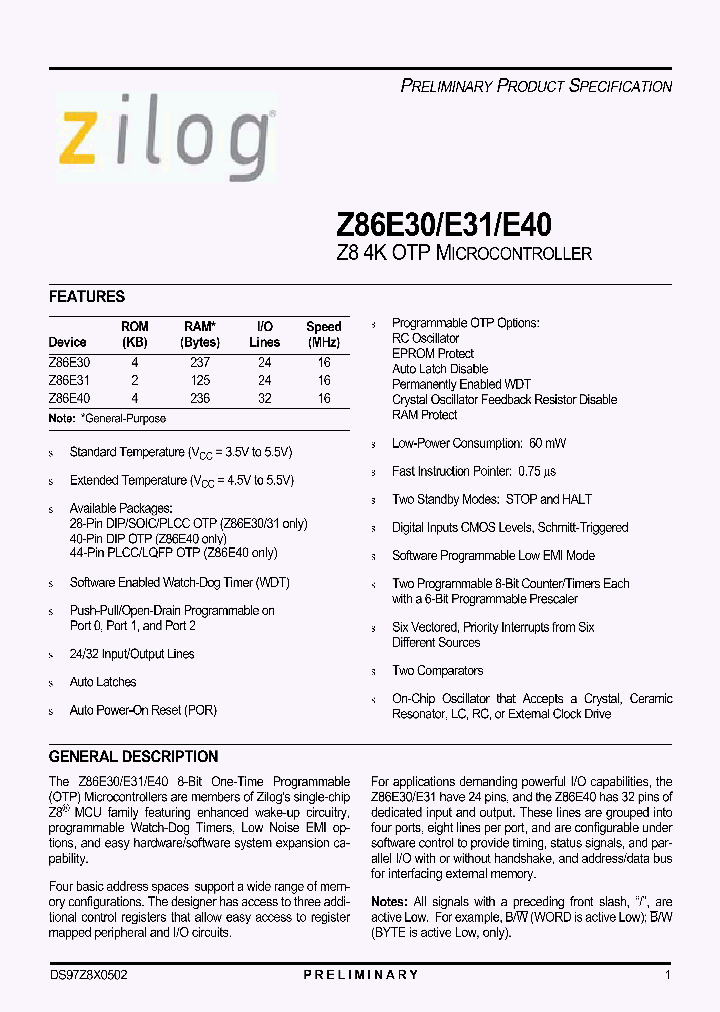 Z86E3016PSG_3886162.PDF Datasheet