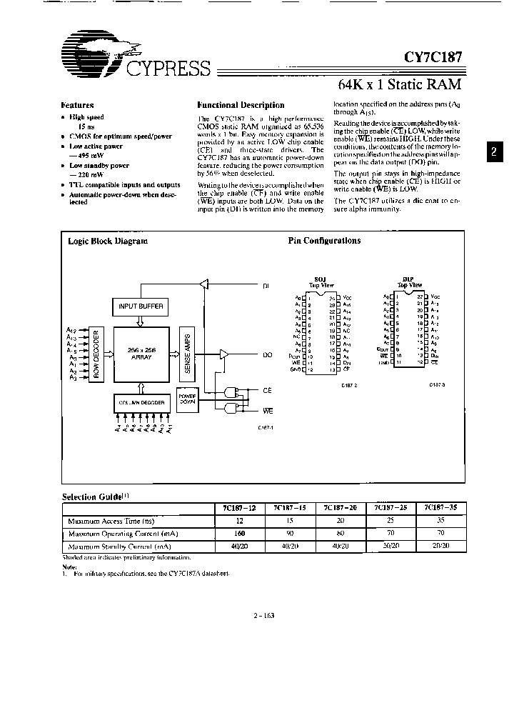 CY7C187-20VCR_3899318.PDF Datasheet