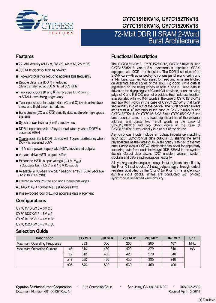 CY7C1518KV18-300BZXC_3903086.PDF Datasheet