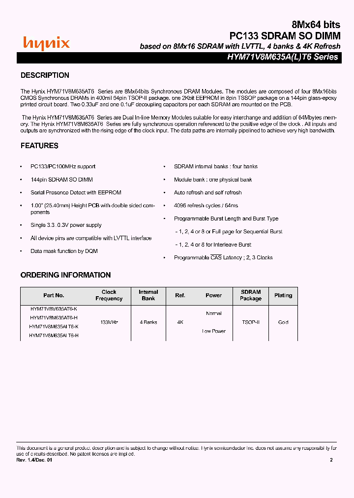HYM71V8M635ALT6-H_3906575.PDF Datasheet