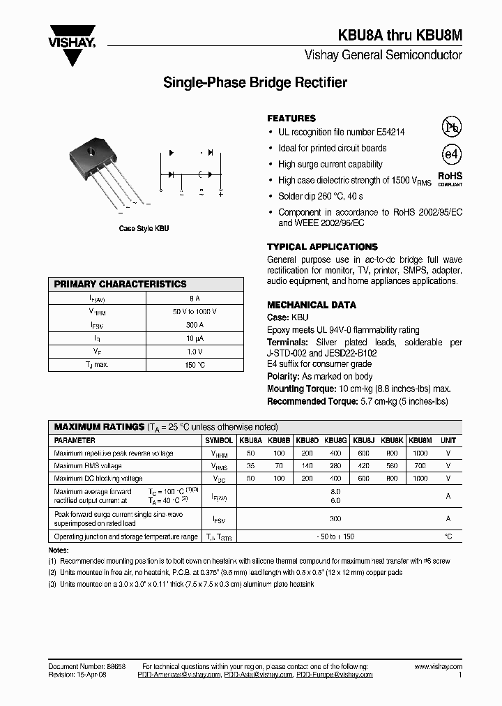 KBU8J-E451_3903729.PDF Datasheet