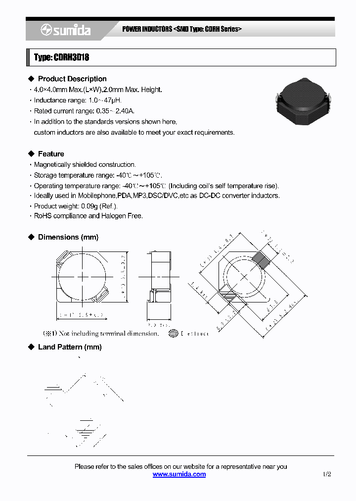 CDRH3D18NP-120NB_3909001.PDF Datasheet