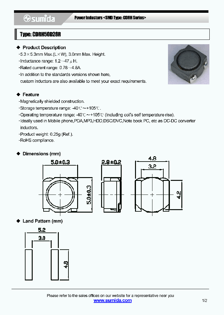 CDRH50D28RNP-1R2NC_3915902.PDF Datasheet