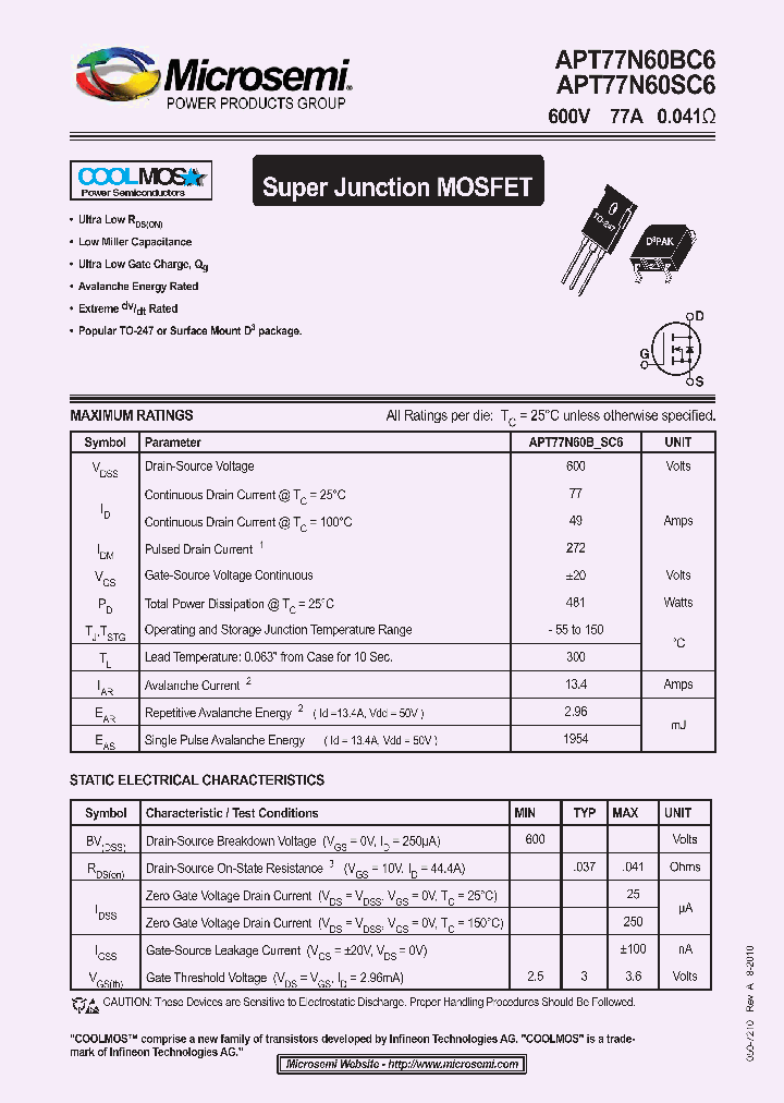 APT77N60BC6_4187449.PDF Datasheet