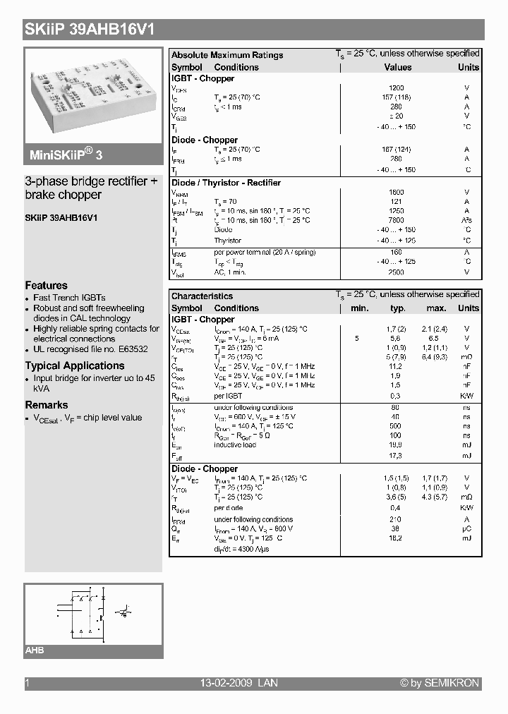 SKIIP39AHB16V1_4156245.PDF Datasheet