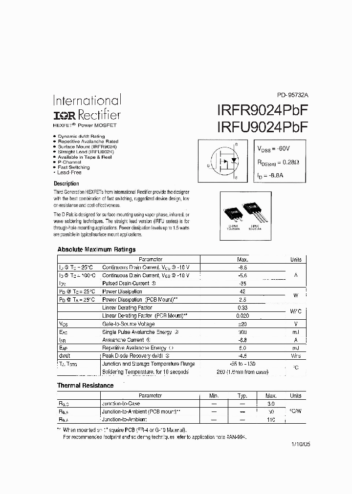 IRFR9024PBF_4257356.PDF Datasheet