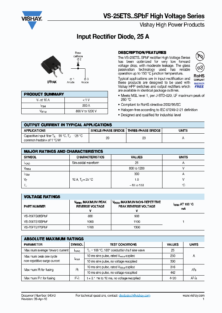 25ETS12STRLPBF_4283612.PDF Datasheet