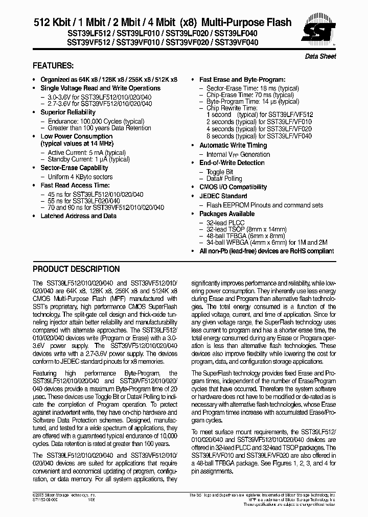 SST39LF010-45-4C-MM_4297433.PDF Datasheet