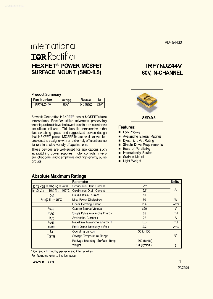 IRF7NJZ44V_4318402.PDF Datasheet