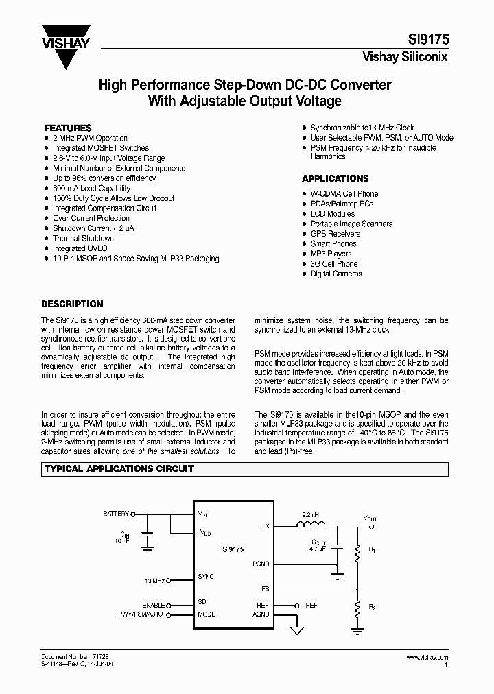 SI9175DM-T1-E3_4333338.PDF Datasheet