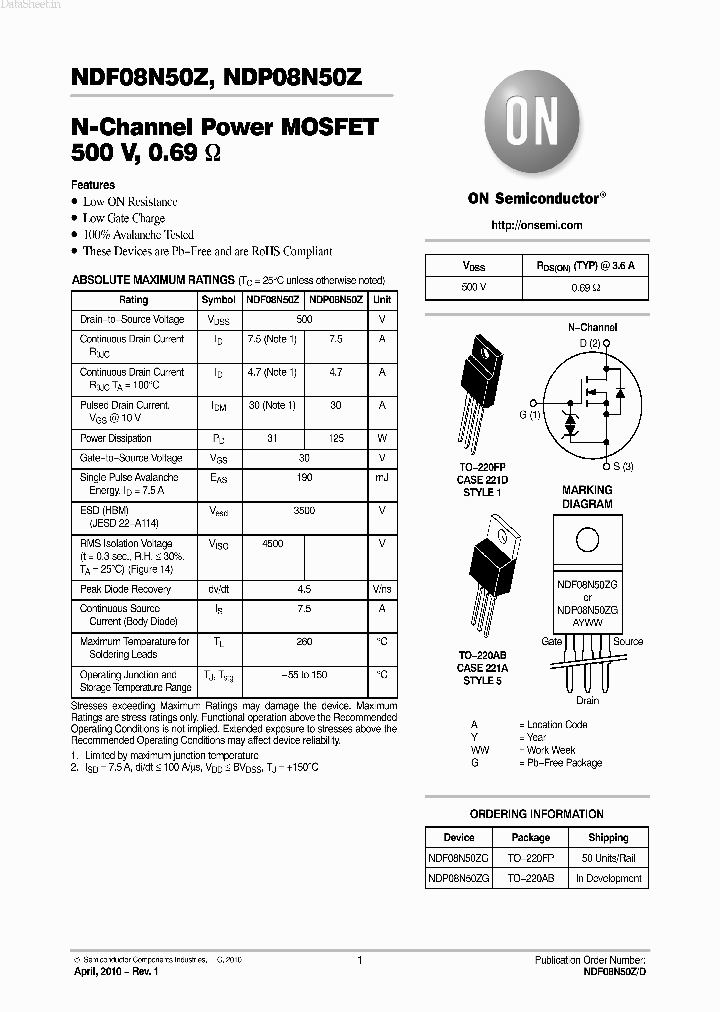 NDP08N50Z_4354066.PDF Datasheet