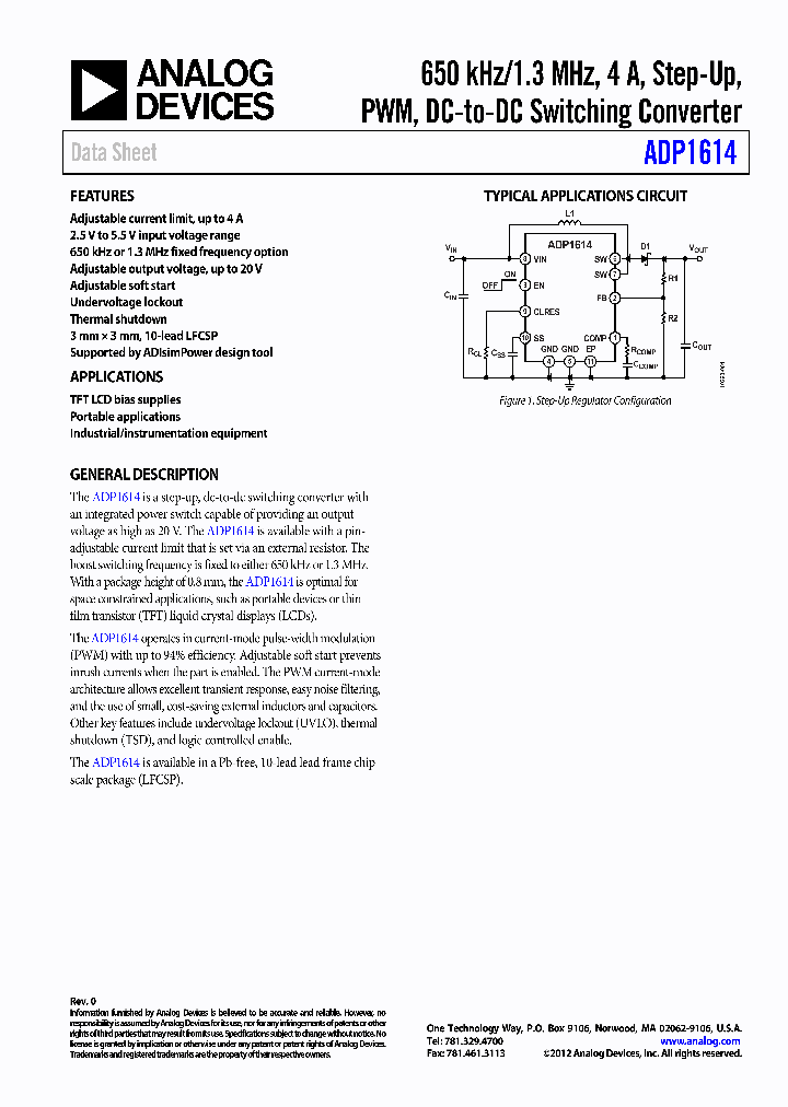 ADP1614ACPZ-650-R7_4383731.PDF Datasheet