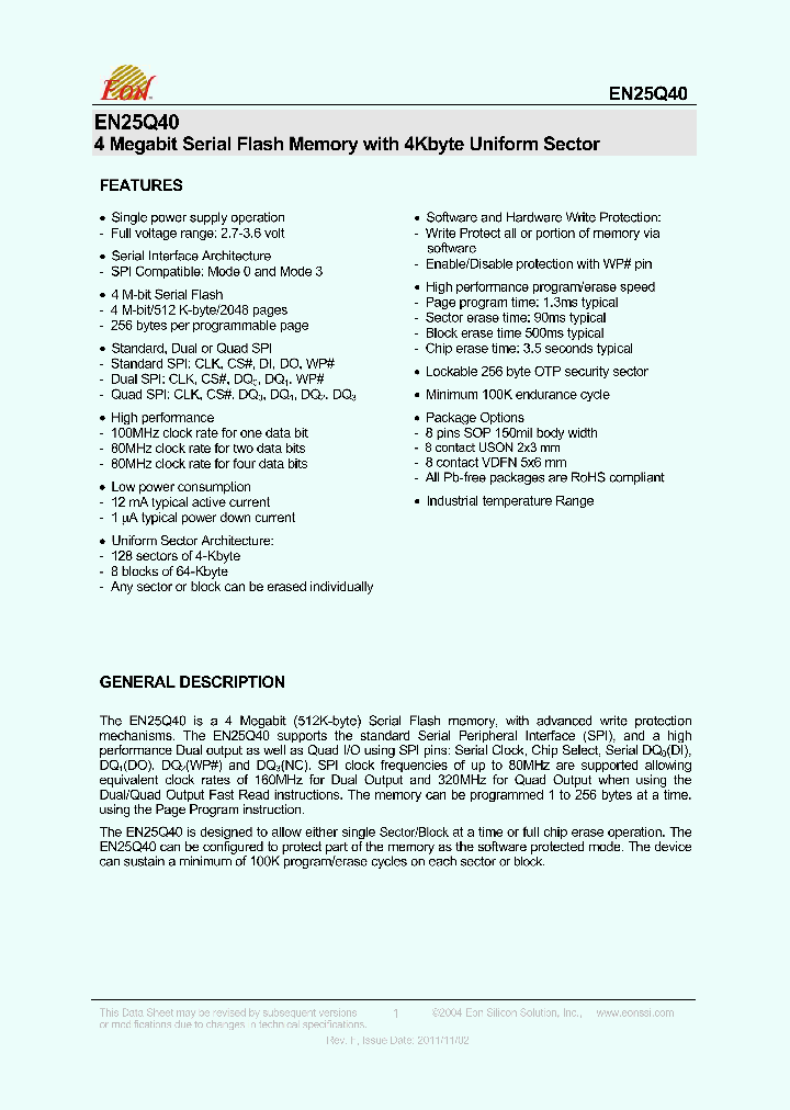 EN25Q40-100XIP_4422960.PDF Datasheet