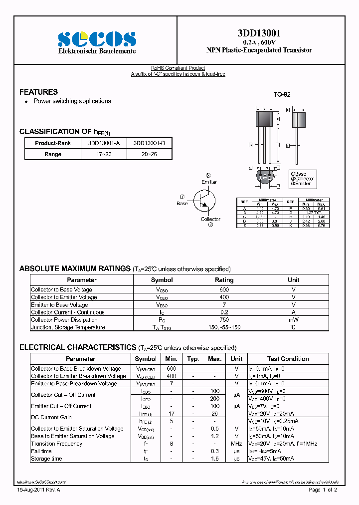 3DD13001_4435273.PDF Datasheet