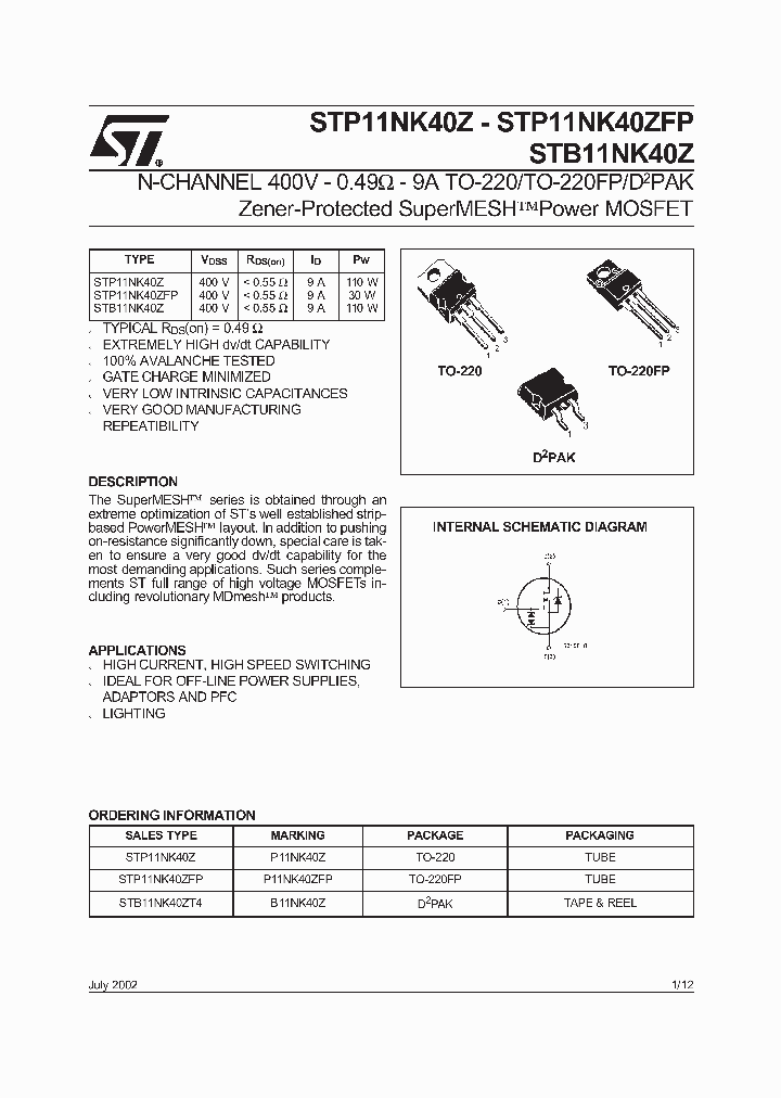 STB11NK40ZT4_4485920.PDF Datasheet