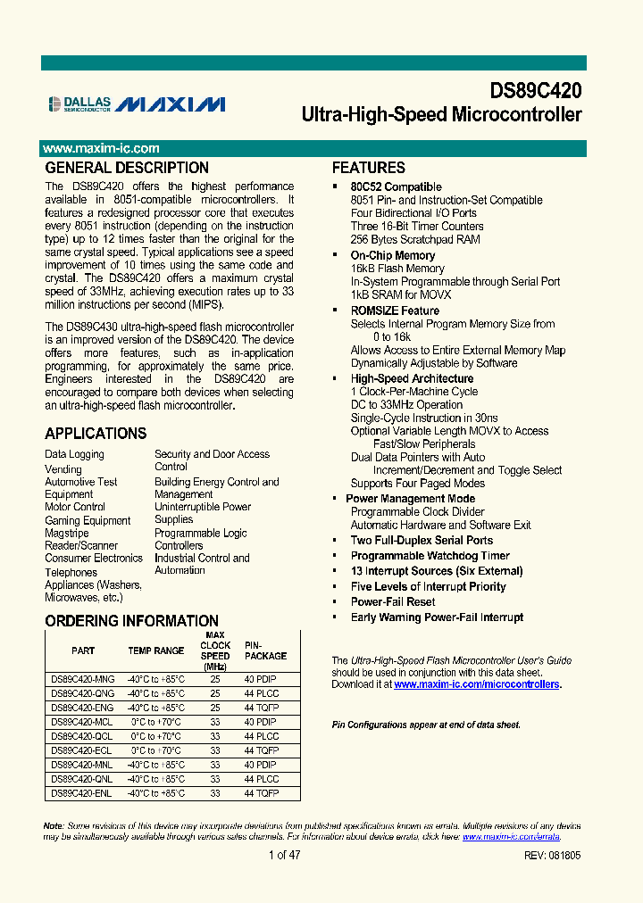 DS89C420-QCL_4488502.PDF Datasheet