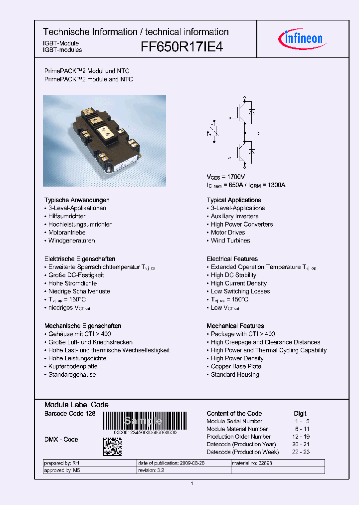 FF650R17IE4_4490068.PDF Datasheet