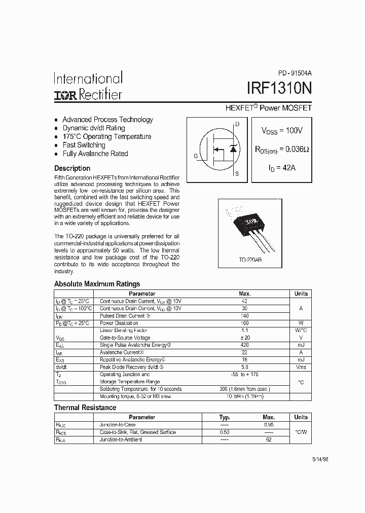 IRF1310N_4504546.PDF Datasheet