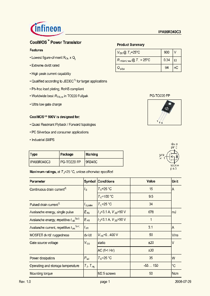 IPA90R340C3_4544790.PDF Datasheet