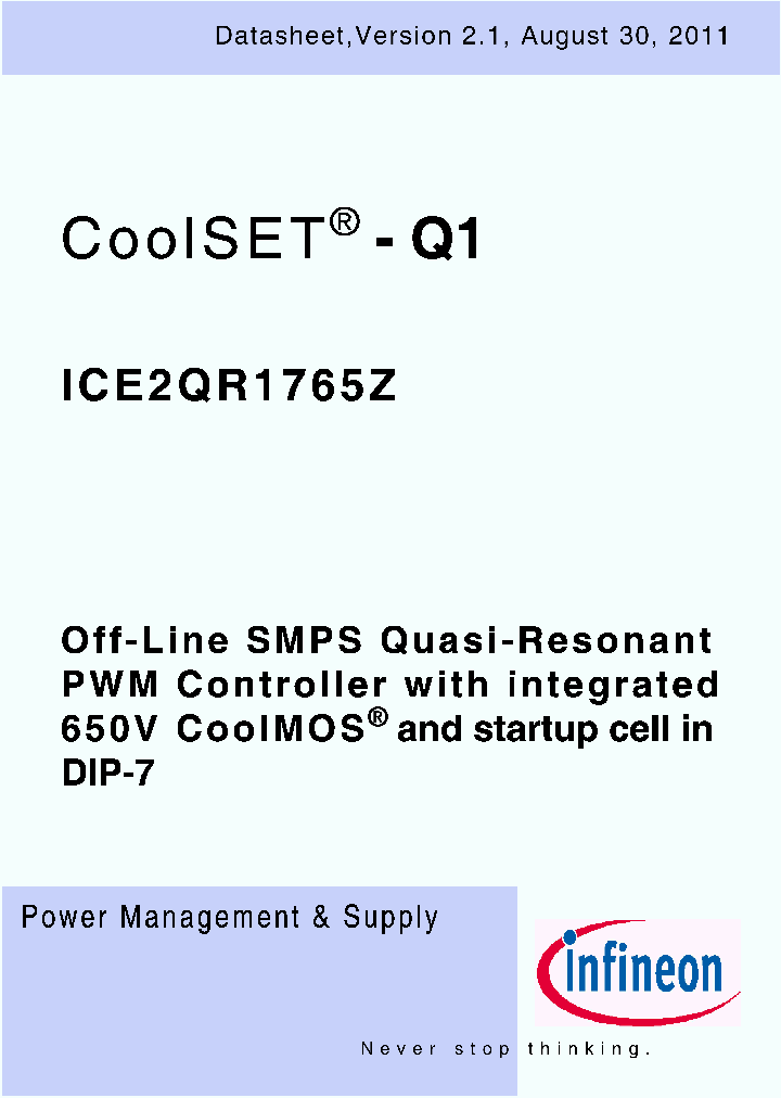 ICE2QR1765Z_4582413.PDF Datasheet