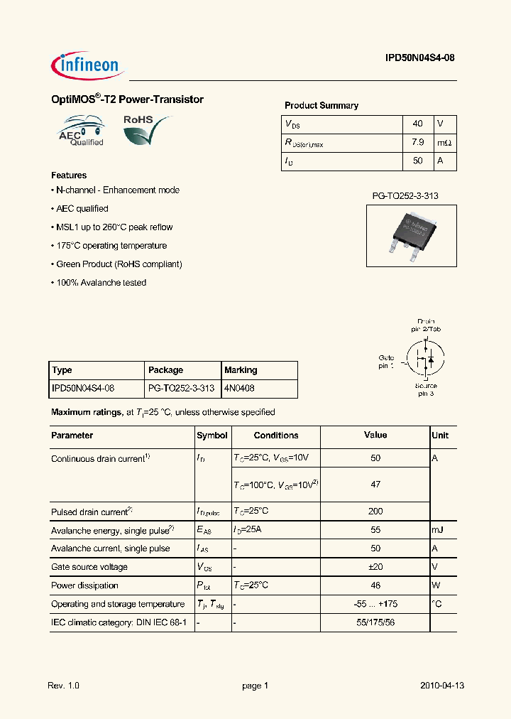 IPD50N04S4-08_4590292.PDF Datasheet
