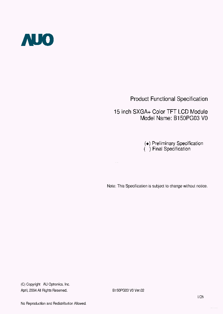 B150PG03-V0_4610563.PDF Datasheet