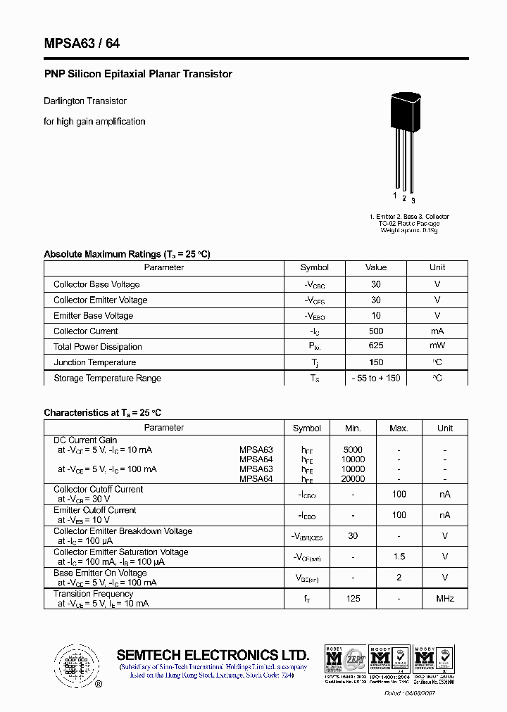 MPSA63_4614592.PDF Datasheet