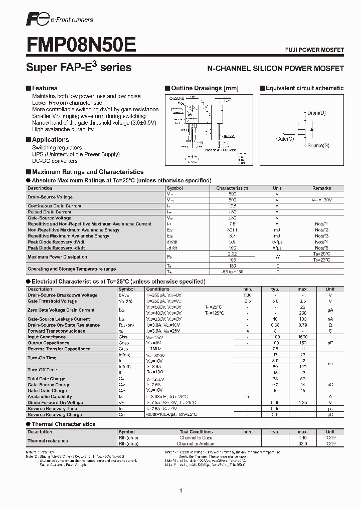 FMP08N50E_4645666.PDF Datasheet