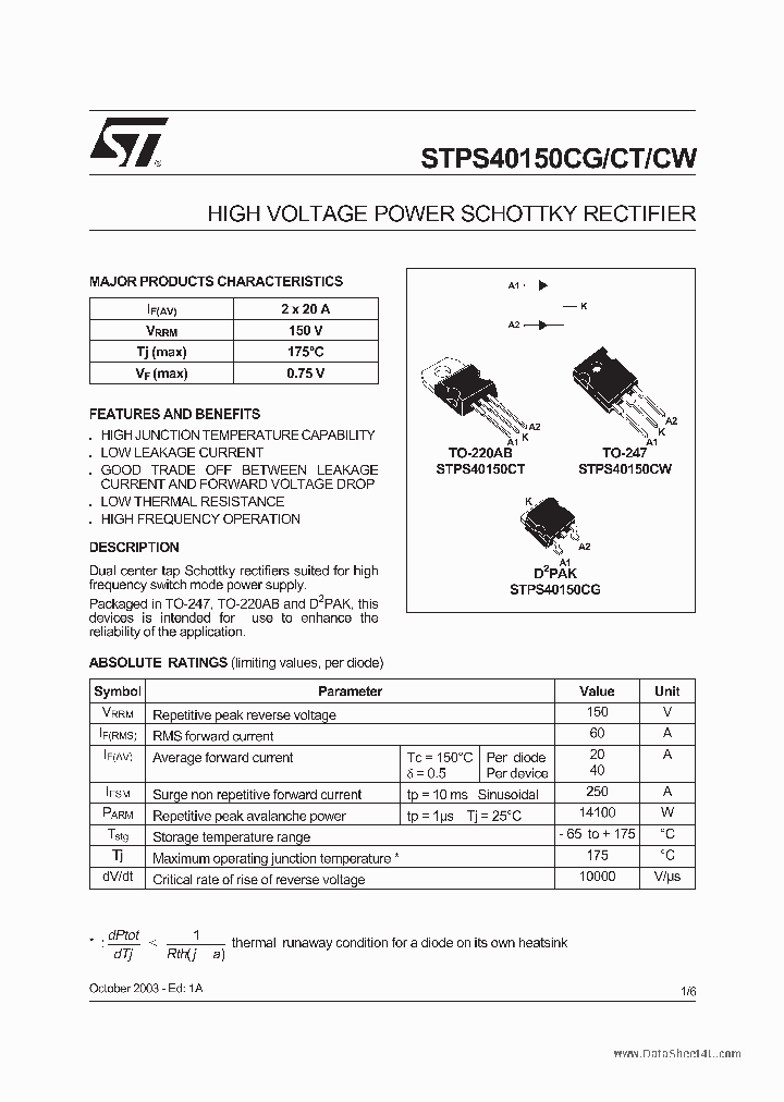 STPS40150CG_4657541.PDF Datasheet