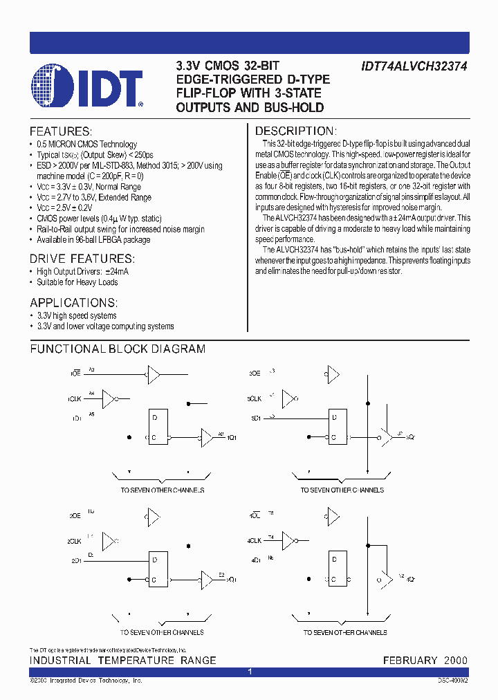 IDT74ALVCH32374BF8_4669829.PDF Datasheet