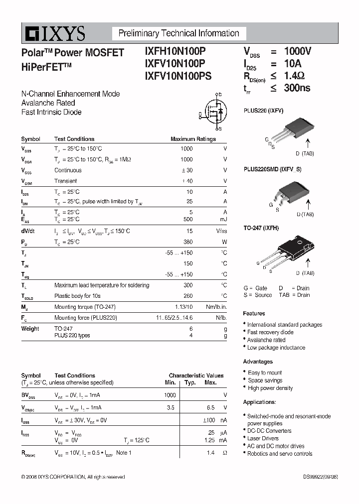 IXFH10N100P_4674229.PDF Datasheet