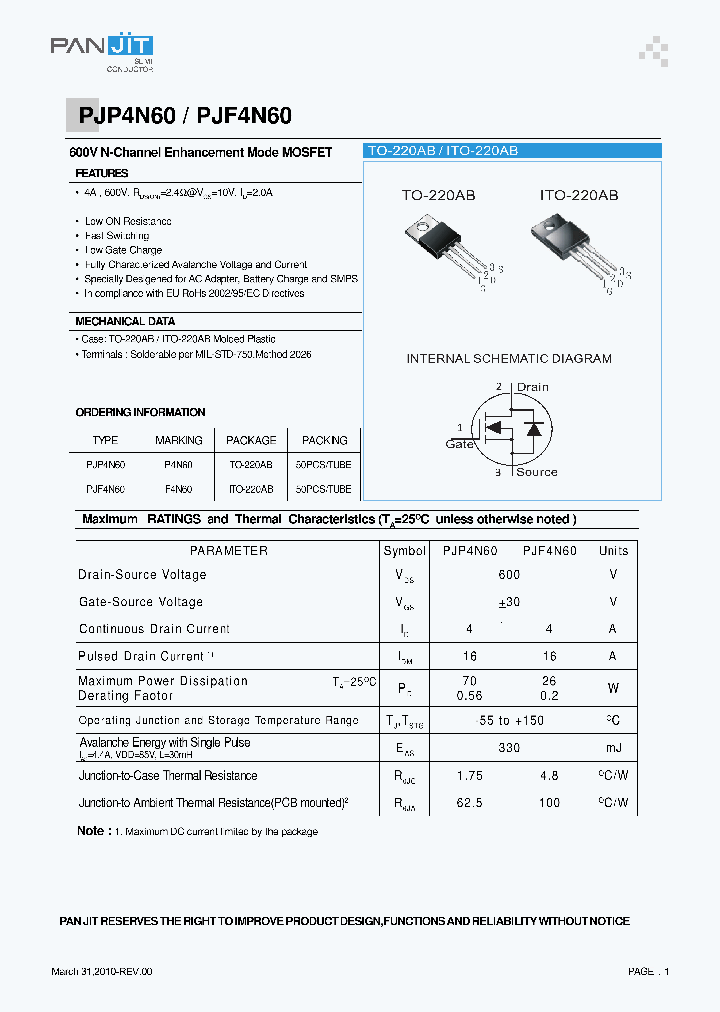 PJF4N60_4681869.PDF Datasheet