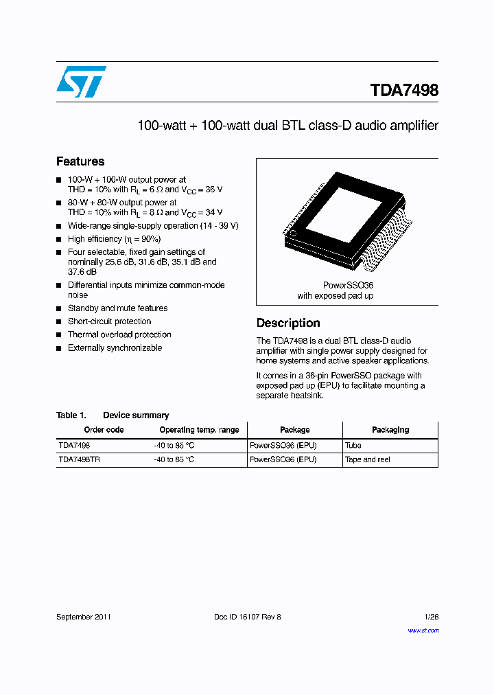 TDA7498_4704419.PDF Datasheet