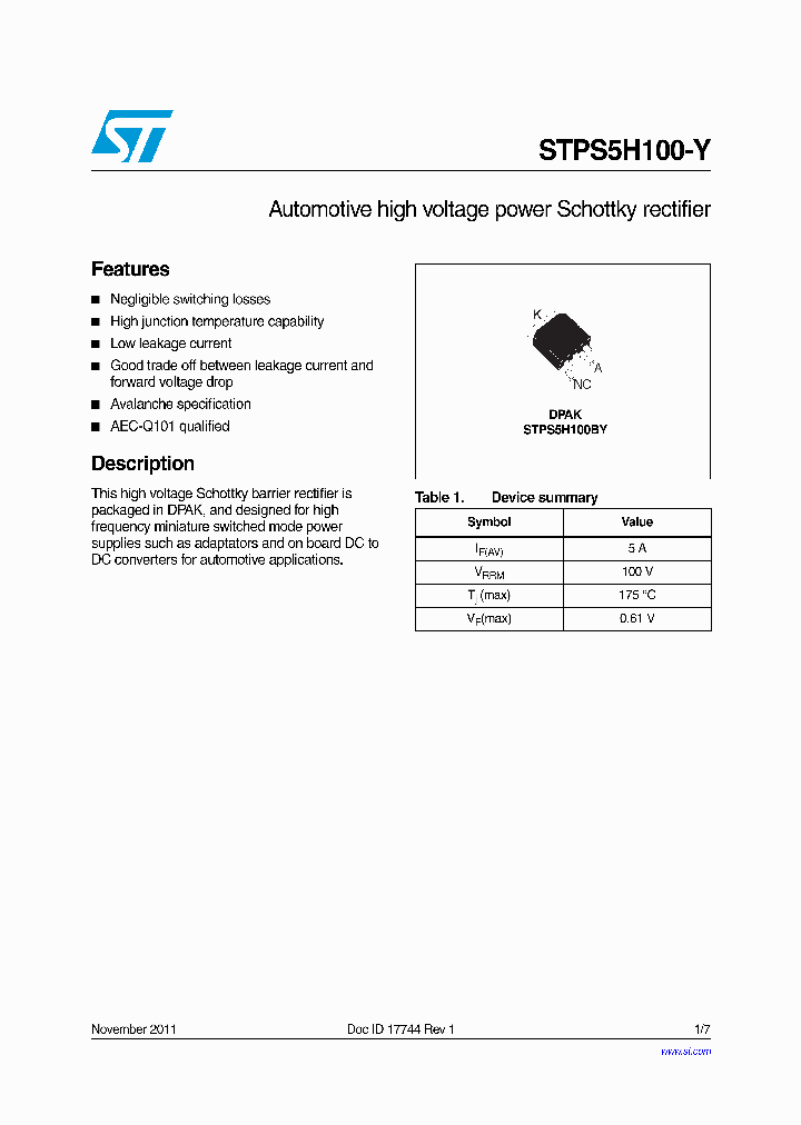 STPS5H100-Y_4709376.PDF Datasheet