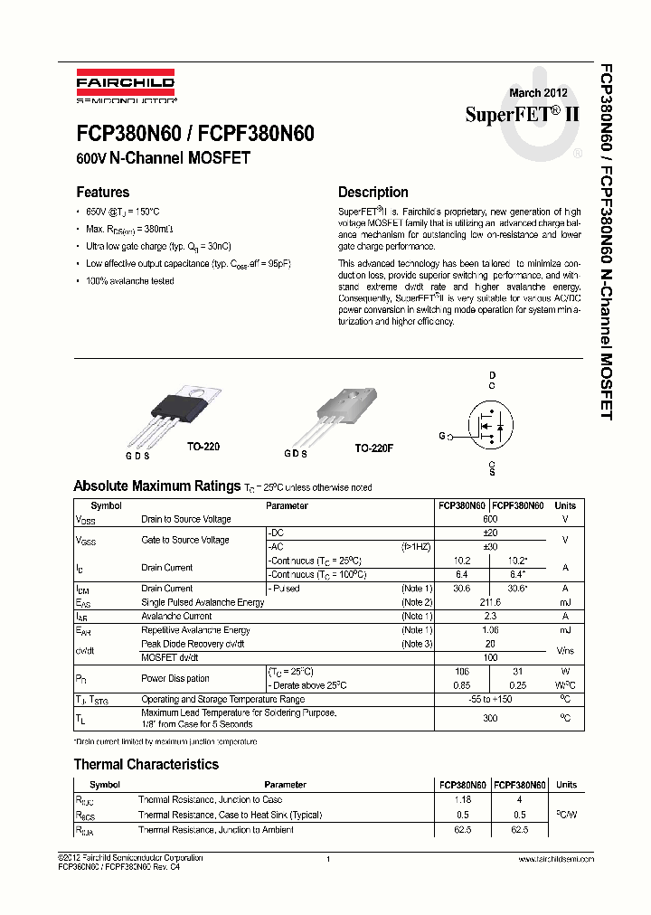 FCPF380N60_4711222.PDF Datasheet