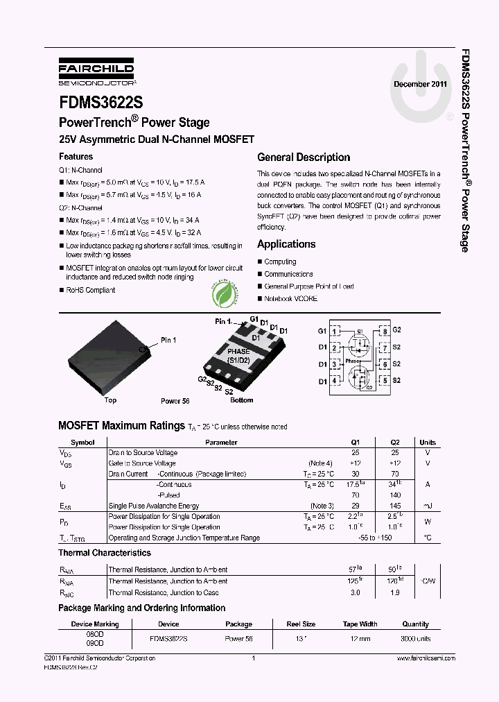 FDMS3622S_4722279.PDF Datasheet