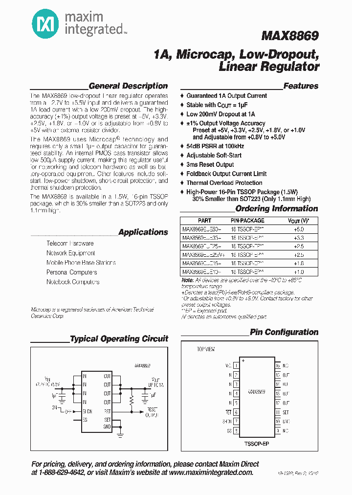 MAX8869EUE2512_4727370.PDF Datasheet