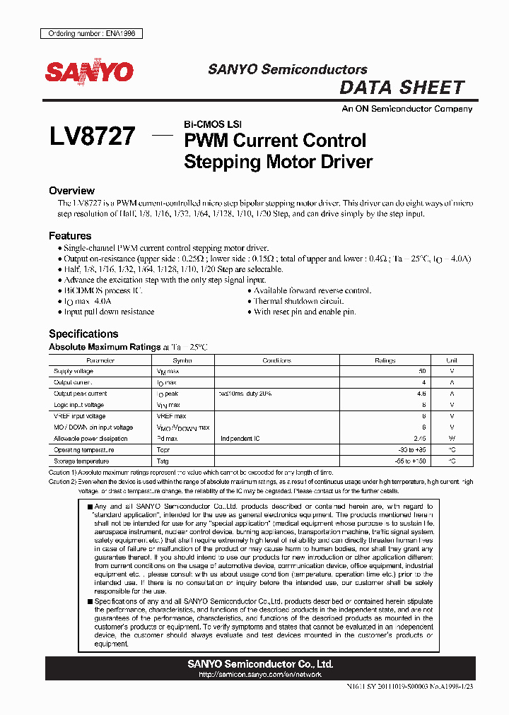 LV8727_4731860.PDF Datasheet