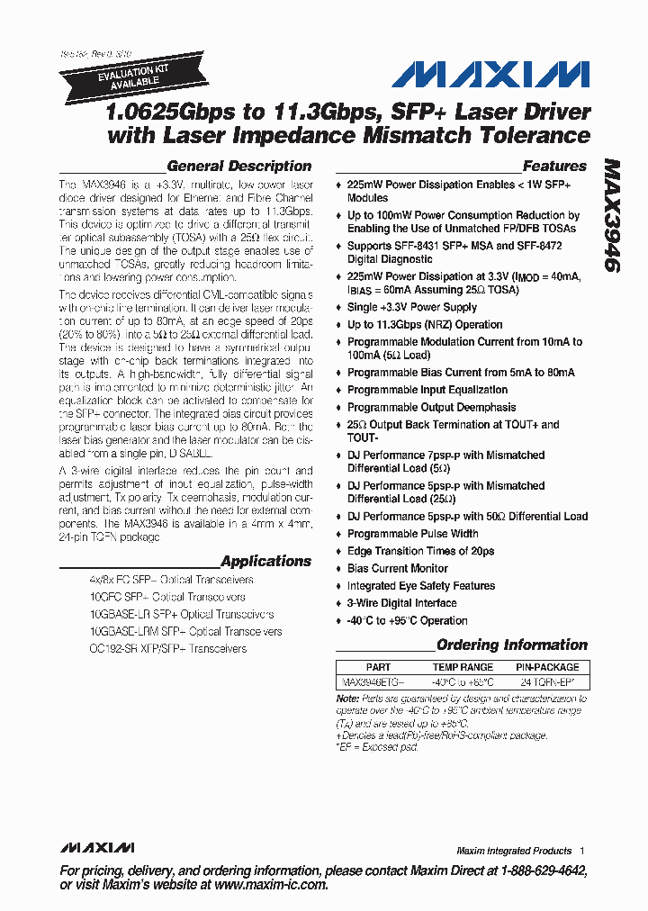 MAX3946ETG_4772183.PDF Datasheet