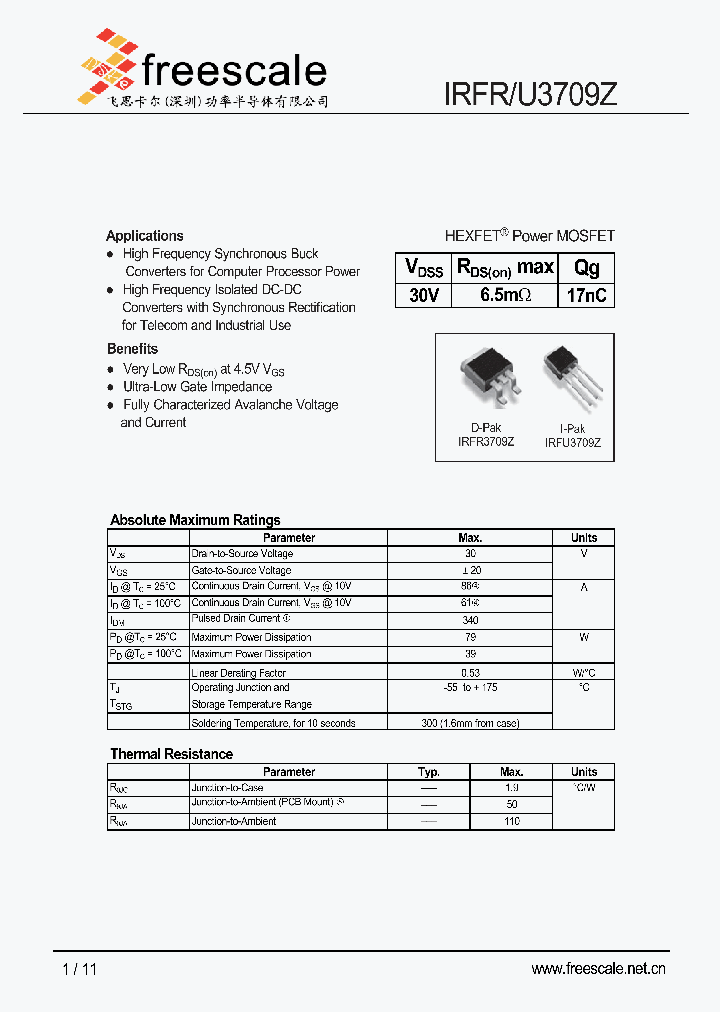 IRFR3709Z_4826321.PDF Datasheet