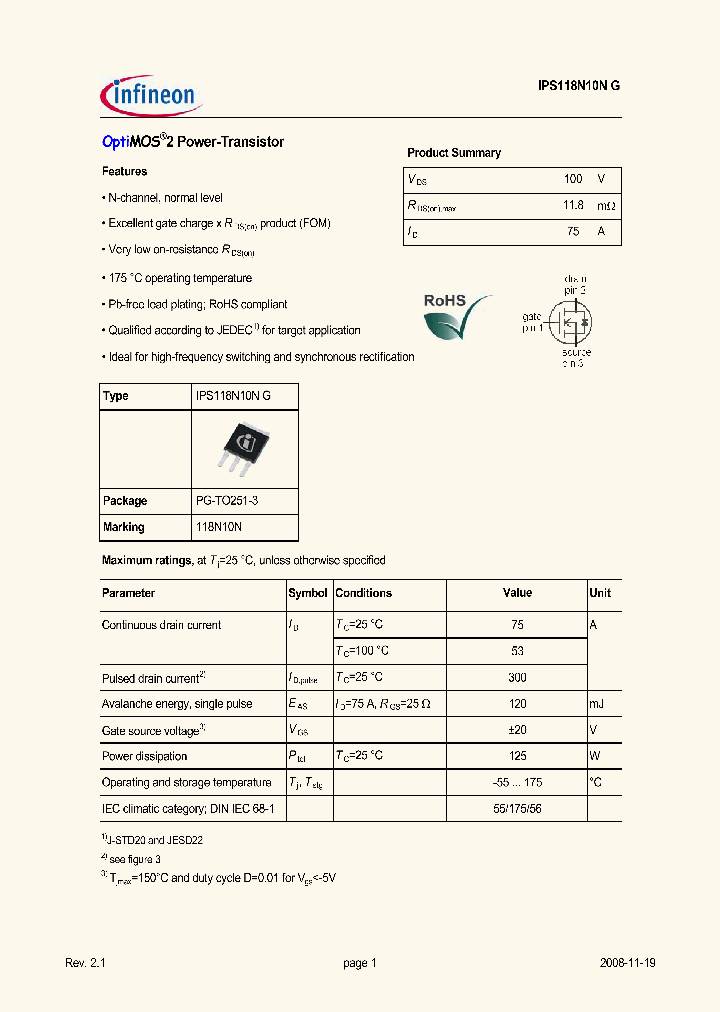 IPS118N10NG_4867978.PDF Datasheet